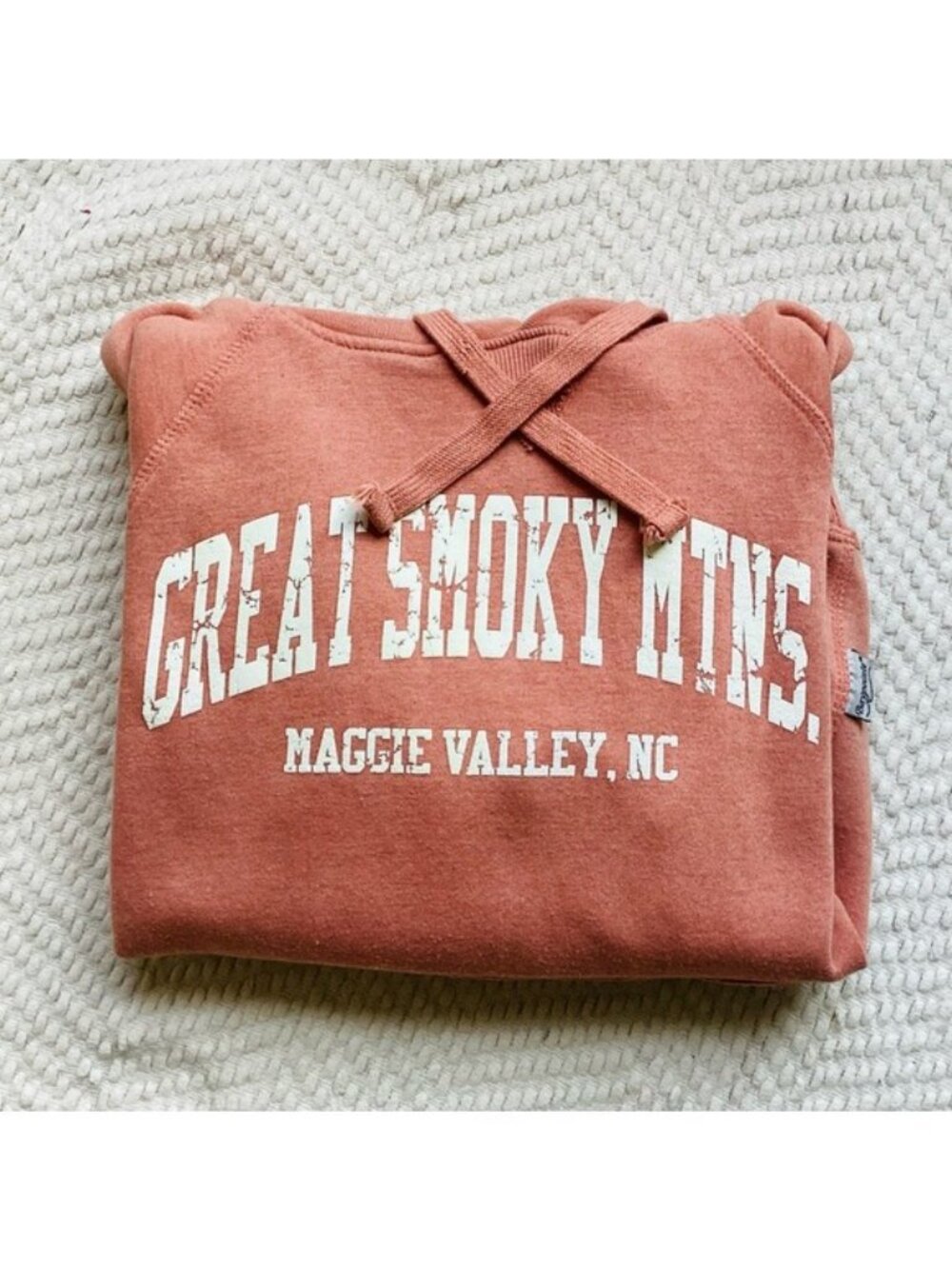Great Smoky Mountains Maggie Valley, NC Hoodie Coral/Cream Size S - Picture 9 of 9